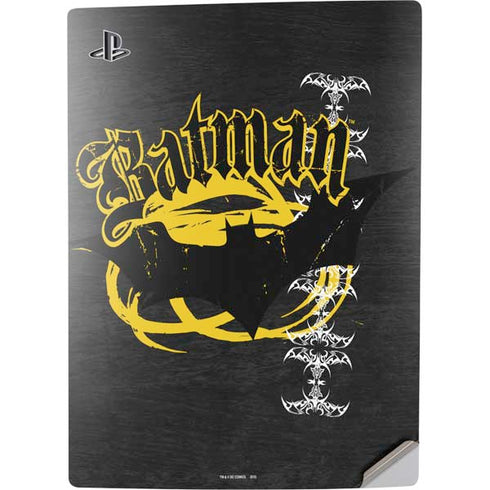 DC Comics Batman Dark Knight Logo Yellow & Black PS5 Digital Edition Console Skin